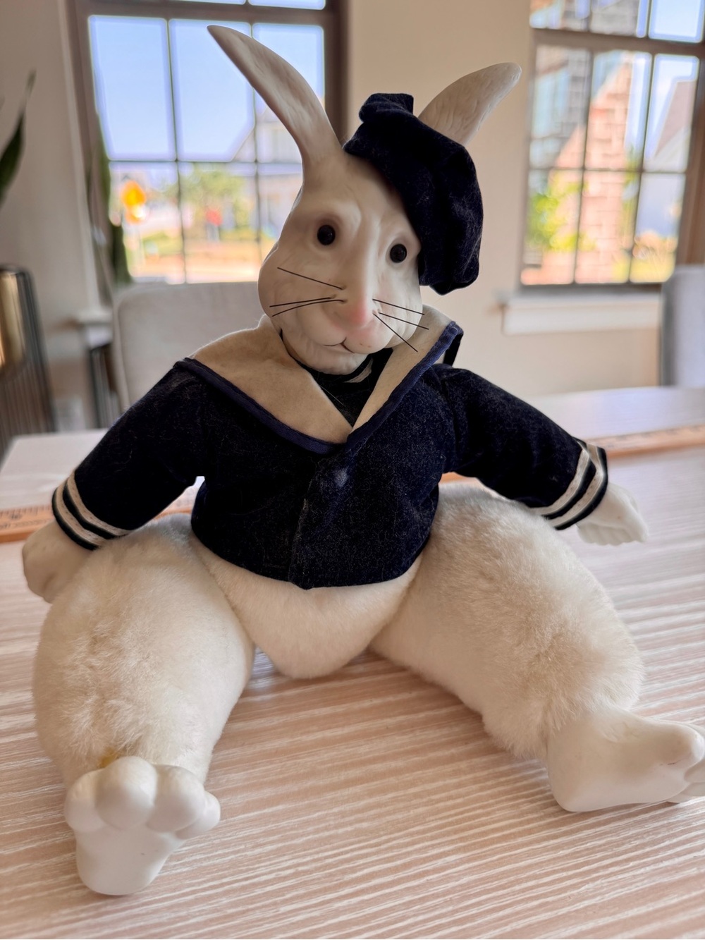 ANCO Easter Vintage Rabbit Porcelain Navy and White Sailor Outfit